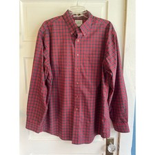 L.L. Bean Size Large Traditional Fit 100 Cotton Red Plaid Long-Sleeve Shirt