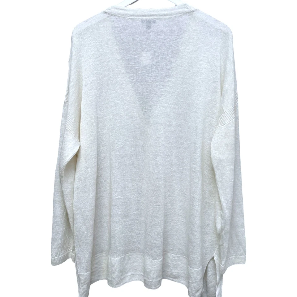 TALBOTS 白色开衫大码 2X 100% 亚麻针织女式毛衣新品 — 第 4/4 张图片