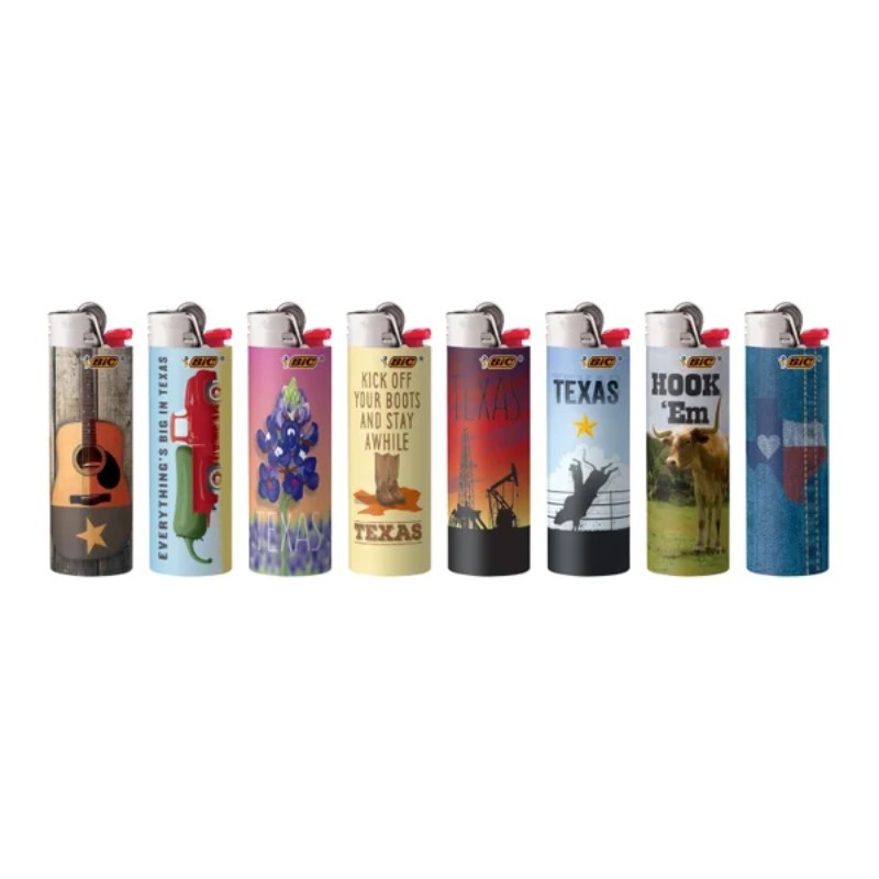50x Bic Lighter Texas Series Design Maxi Regular Bulk Pack New Sealed Fresh