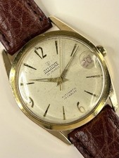 ALLAINE Vintage 1960’s Men’s Automatic Incabloc Swiss 25J Date Gold Dress Watch