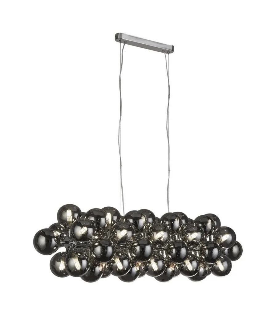 Ceiling Light Silver Berry 25 Bar Polished Chrome Mirror Smoked Glass