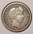 1905 BARBER DIME -- sharp Very Fine+ (VF+)