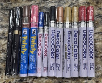 Lot Of 12 New / Sealed Paint Pen Marker Deco Zig Painty Prismacolor Broad & Fine