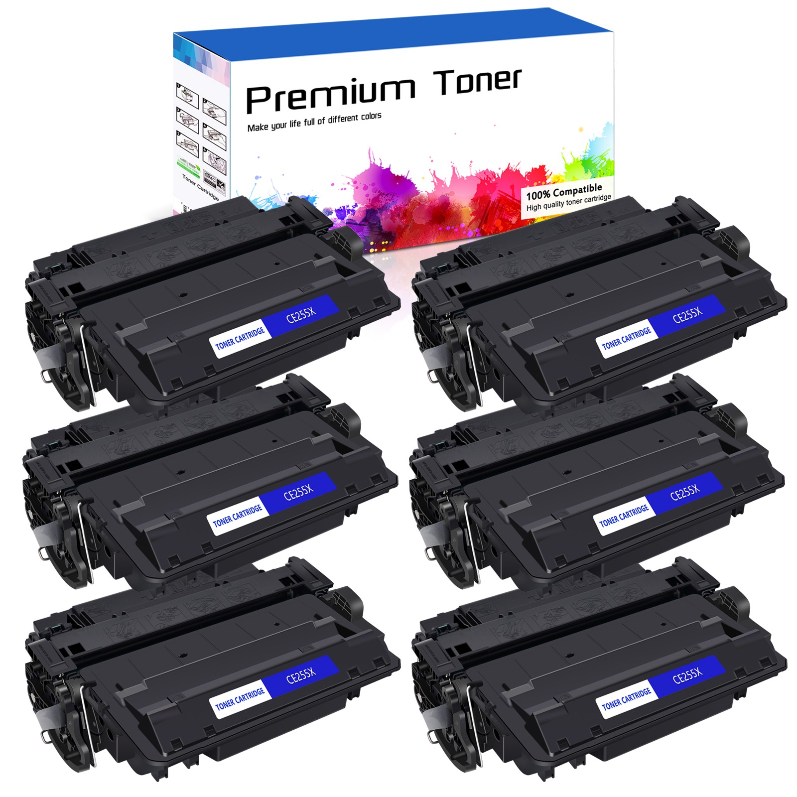 6PK CE255X 55X Toner for HP LaserJet Enterprise MFP M525dn M525f/flow MFP M525c