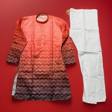 NWT Men's Kurta PAJAMA SET SZ 40 M/L SALMON PINK OMBRE' GOLDEN India-USA seller