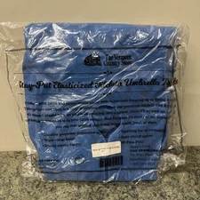 Vermont Country Store Oilcloth Umbrella Table Cover Elasticized Oblong Blue