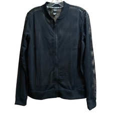 Victoria Secret Sport Black Mesh Long Sleeve Full Zip Sweatshirt - Size Small