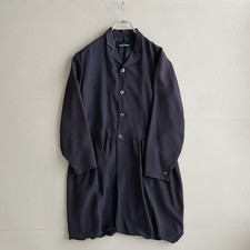 tricot COMME des GAR ONS 90s Vintage Gathered Jacket Coat - Navy Blue -