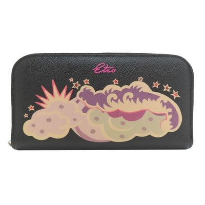 ETRO  logo Long wallet (with coin pocket) Leather  Ladies [Used]
