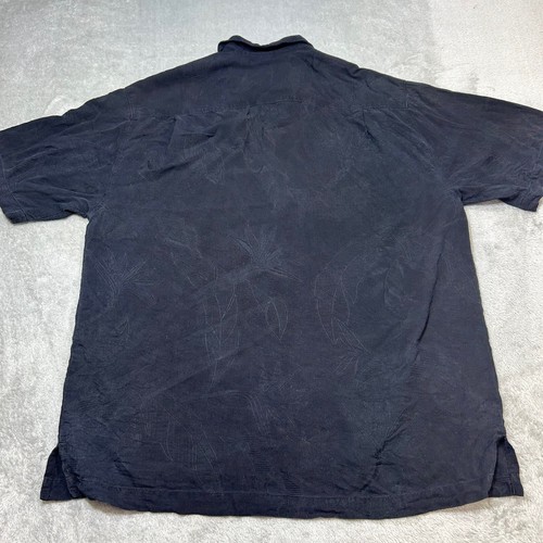 Tommy Bahama Silk Button Up Camp Shirt Mens Medium Black Embroidered - Picture 7 of 7