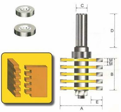 Slotting Cutters 16-40mm+ Finger Joint Set 1/2" Shank Adjustable Depth