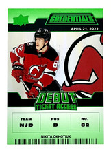 2022-23 UD Credentials Debut Ticket Access Green #101 Nikita Okhotiuk 7/25