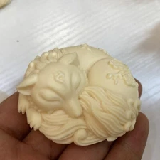 Natural Genuine Tagua Nut Fox Hand Carved Decoration Reiki Healing 1Pc