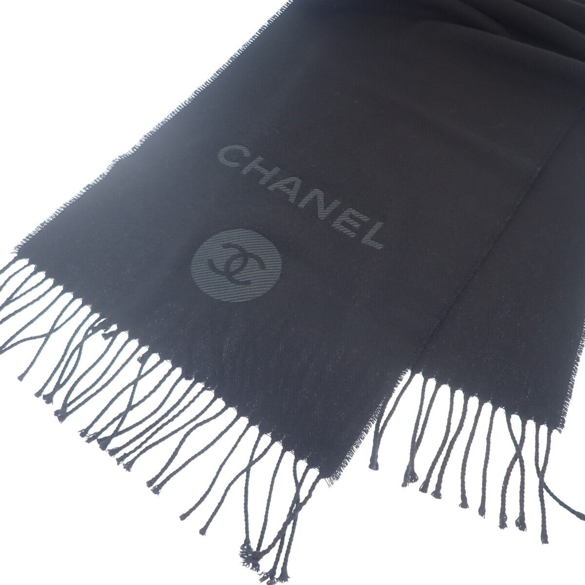 CHANEL Cocomark Muffler Shawl Wool Cashmere Black Unisex ISY | eBay