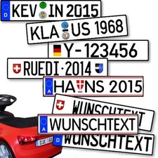 Kfz Kennzeichen als Aufkleber für Rutscher Kart Bobby Go Kett Kinderfahrzeug Car