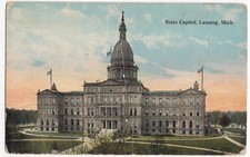 USA; State Capitol, Lansing, Michigan PPC, Unposted, Faults