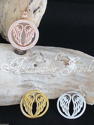 ECHT STERLINA MI MILANO 24mm ENGELSFLÜGEL MÜNZE/MONEDA FÜR HALSKETTE/ANHÄNGER AJMM