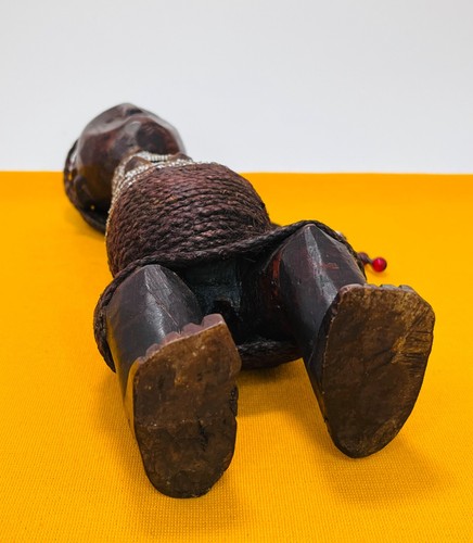 Namji Doll. Carved Rosewood, Multicolor Glass Beads, Palm Fibre. Cameroon. 1960 - Picture 11 of 14