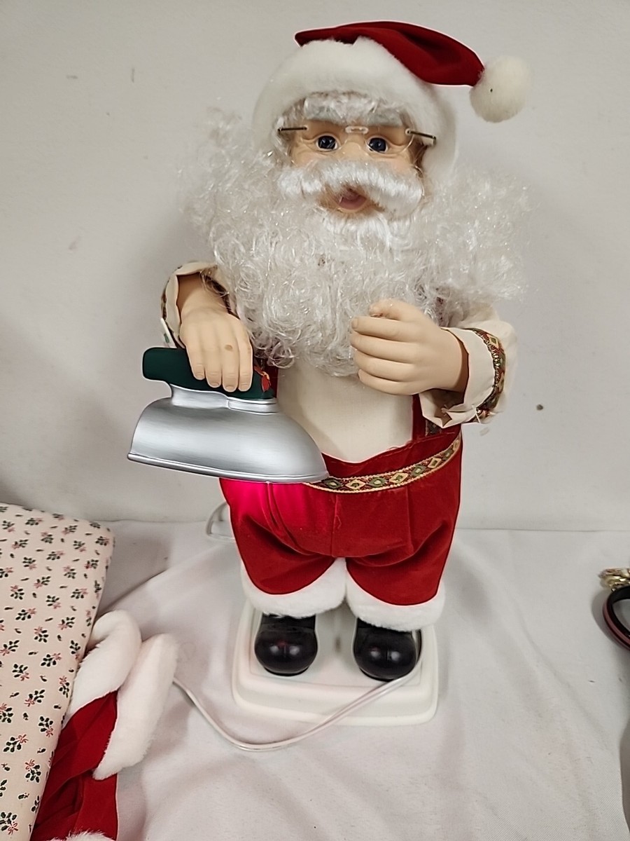 置物 Telco Santa the Baker Motion-Estes 1996 VTG Telco Santa Wrinkle Free Animated Ironing Santa Motion