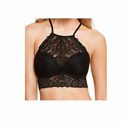 Victoria's Secret PINK Halter Bralette Bra Black Lace Cutout