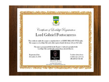 Become Lord or Lady Lordship Royal Title Adopt Christen Last Minute Valentine