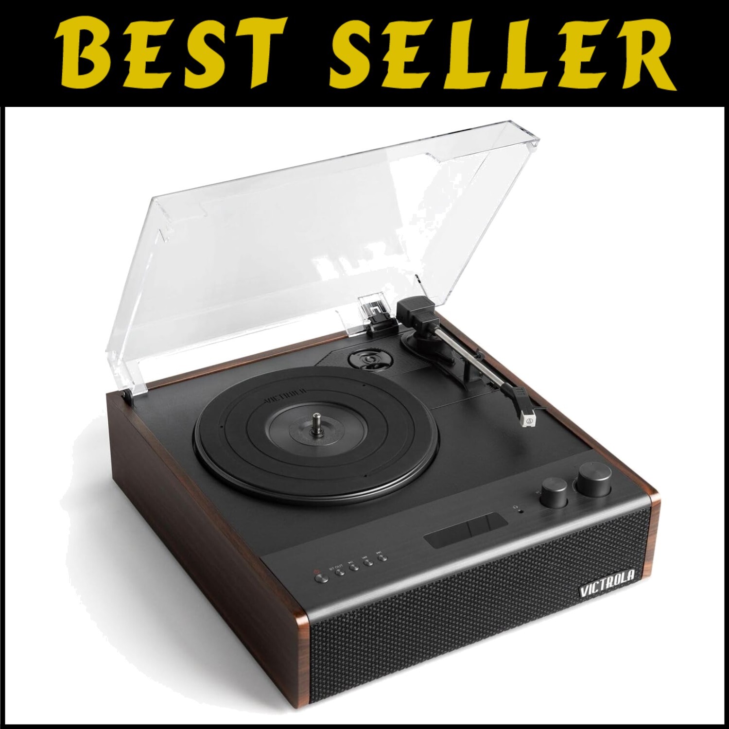 3-Speed Bluetooth Espresso Turntable with Hi-Fi Speakers