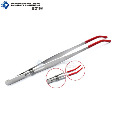 Rubber Tipped Tweezers Bent Tip Curved Non Marring PVC Slide Locking Button Lock
