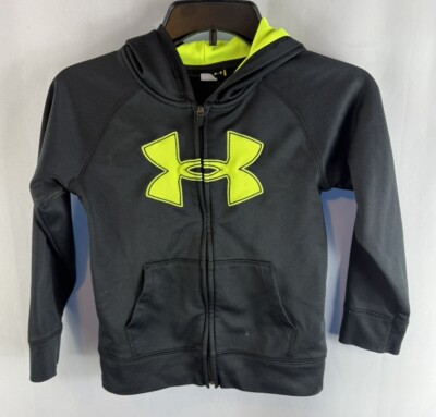 Under Armour kids black and neon yellow full zip Hoodie Sweatshirt