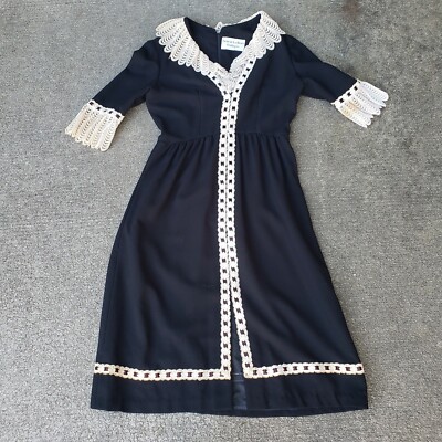Vintage Oscar de La Renta Boutique Black Cocktail Dress with Lace Accents | eBay Vintage Oscar de La Renta Boutique Black Cocktail Dress with Lace Accents | eBay