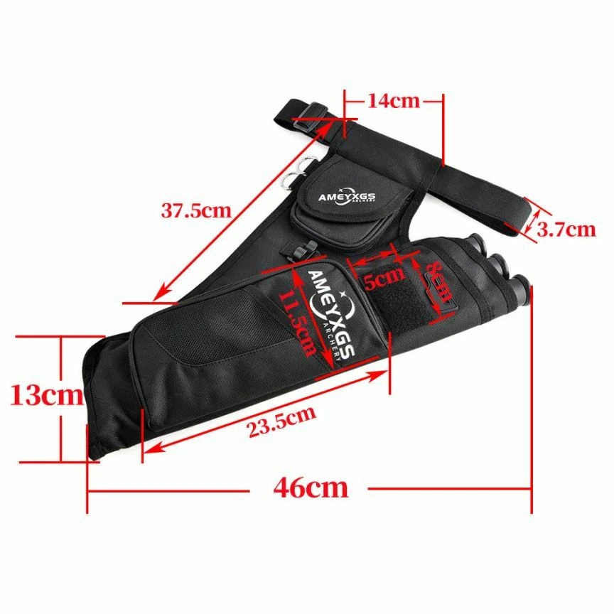 Archery Arrow Quiver 3 Tube Back Side Waist Bag Pouch Holder Bow Hunting Target - Image 3 of 4