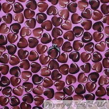 BonEful Fabric Cotton Quilt Pink Brown Chocolate Candy Heart Valentine VTG SCRAP