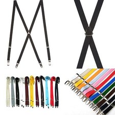 Lot 3 7 Black Red Blue High Quality Kids Boys Infant Clip Suspenders X Back