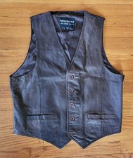 WILSONS LEATHER  MENS BROWN LEATHER FRONT VEST  LARGE