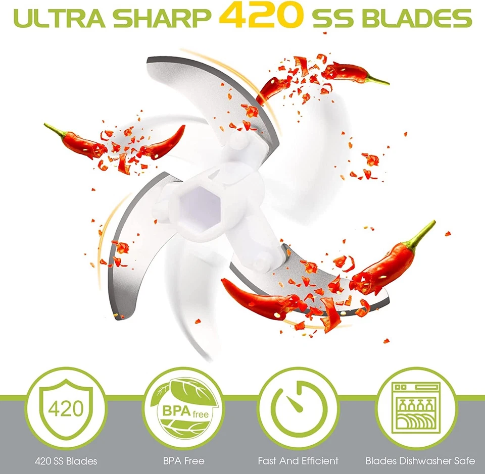 Pull String Hand Chopper Manual Food Processor To Slice Kitchen Tool 520ml - Image 3 of 4