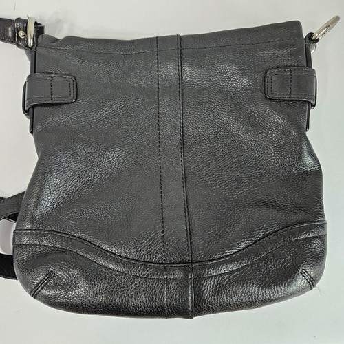 Coach Pebble Leather Crossbody Bag Purse F19722 Chain Duffle Black Shoulder - Picture 9 of 15