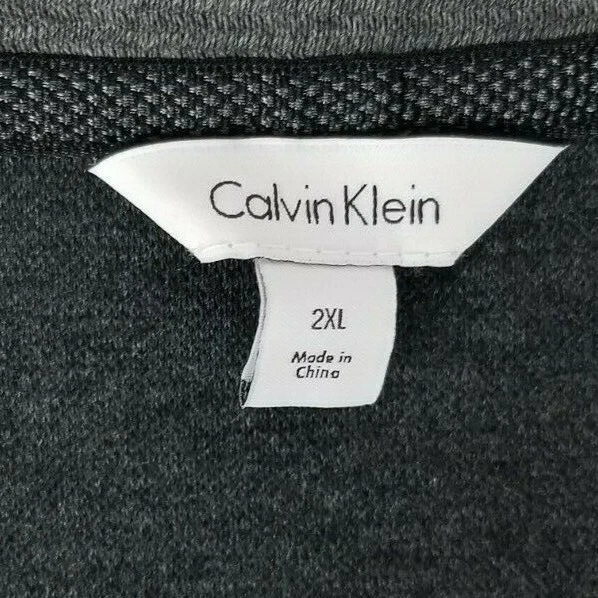 Calvin Klein Men's Size 2XL 1/4 Snap Cotton Black Gray Long Sleeve Knit Shirt - Image 4 of 4