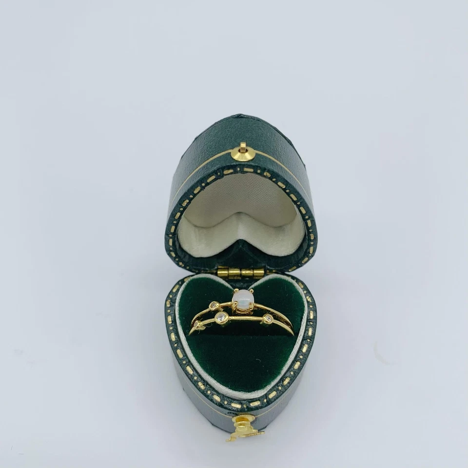 Vintage Heart Green Ring Box Handmade, Engagement & Wedding Set Elegant - Image 3 of 4