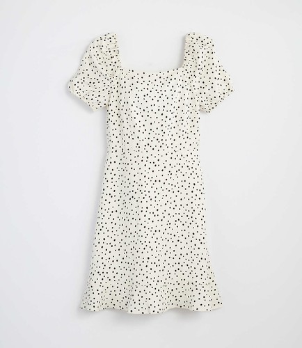 LOFT Dotted Tie Back Flare Dress Sz 10 