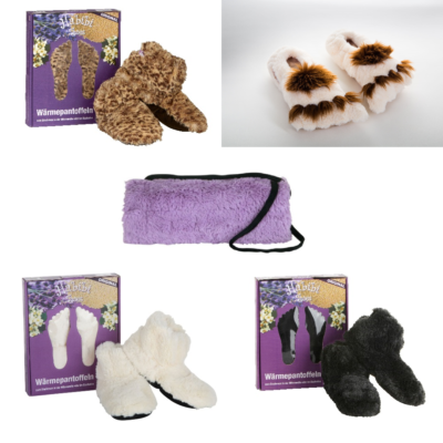 Habibi Plush Classic Booties Creme Gr. M - Wärmepantoffeln Für Mikrowelle 37-40