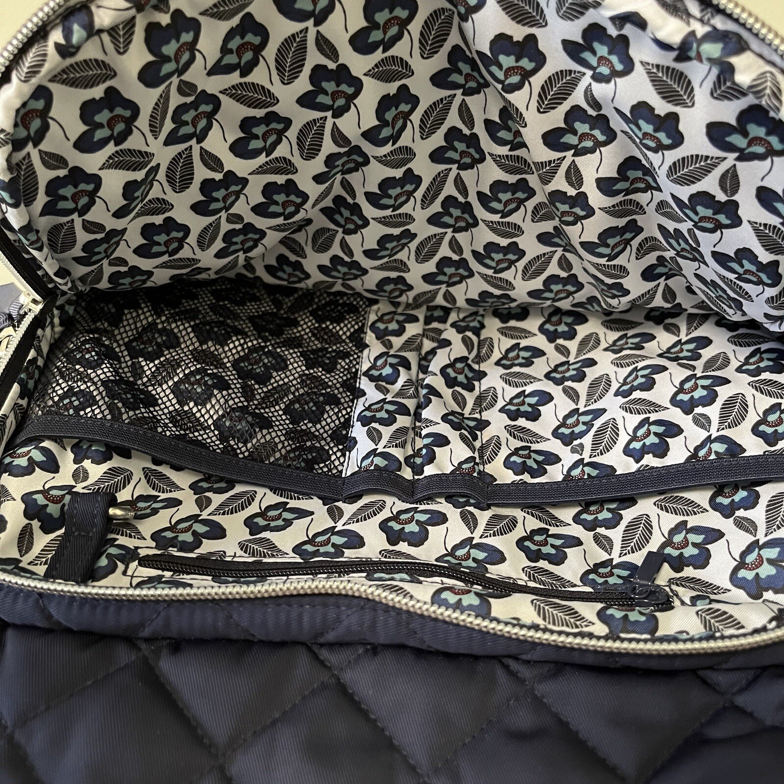 Vera Bradley Quilted Backpack Navy Blue eBay