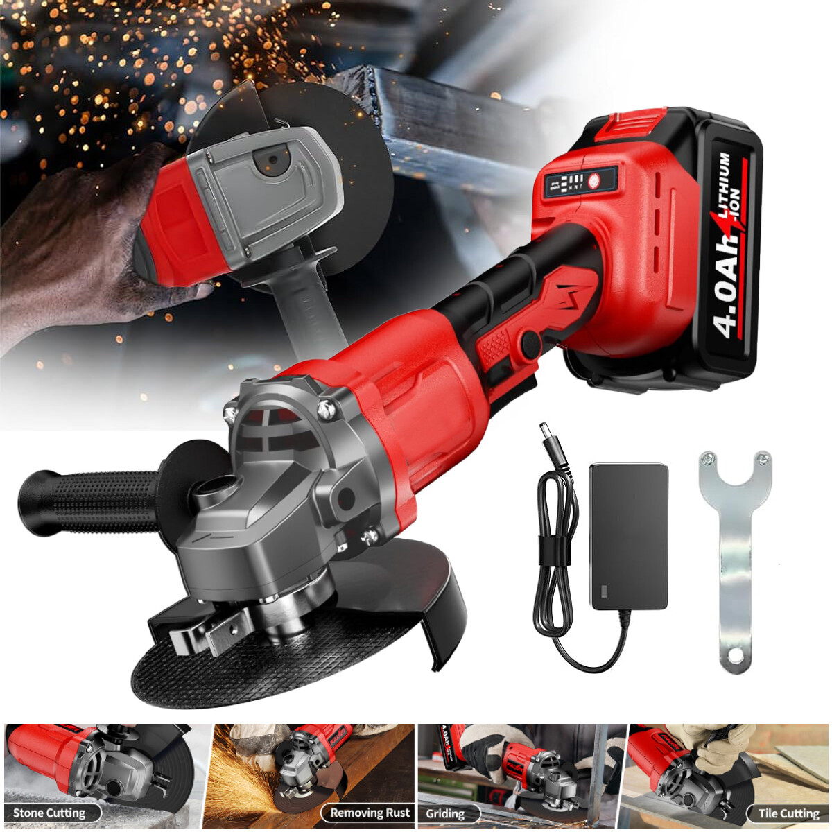 Cordless 4-1/2 Power Angle Grinder for Makita 21V Battery Brushless 11000 RPM
