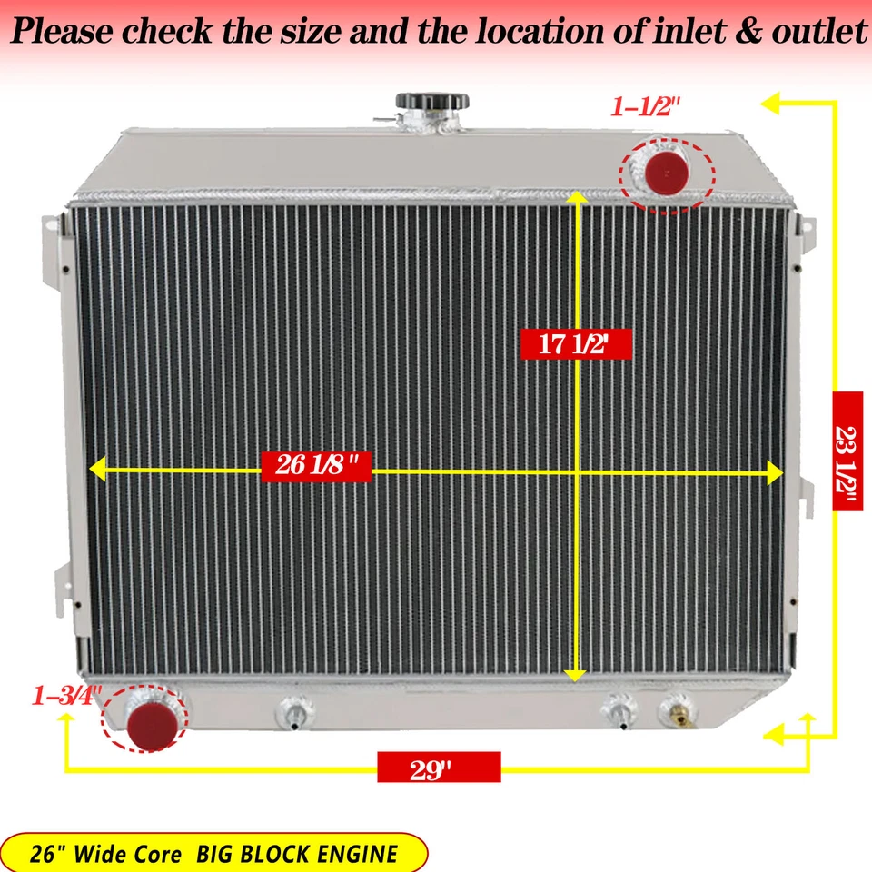 4-ROW RADIATOR FIT 1970-1974 PLYMOUTH ROAD RUNNER/DODGE CHALLENGER CHARGER V8 - Imagem 2 de 4