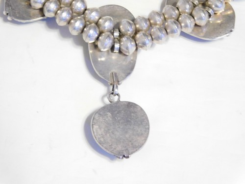 Sterling Silver Native American Vibrant Bisbee Turquoise Squash Blossom Necklace - Picture 8 of 13