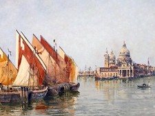 FISHING BOATS VENICE by A. Brandeis water Tile Mural Backsplash Marble Ceramic
