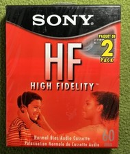 Sony HF60 Blank Cassette Tapes Type I 60 Minutes Hi-Fi Recording - 2 pack Sealed
