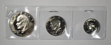 1976 S Copper-Nickel Clad Three Proof Coin Set as Pictured 25C 50C $1