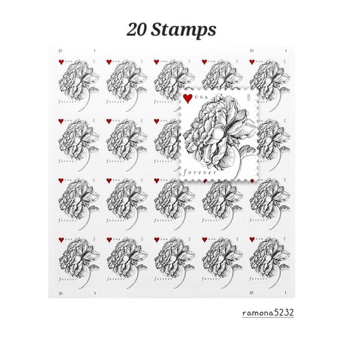 FOREVER Postage 1 Sheet Of 20 STAMPS Wedding Vintage Rose Genuine