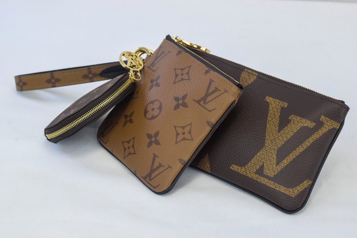 LOUIS VUITTON Trio Wrist Pouch Monogram Giant/Reverse/Mini