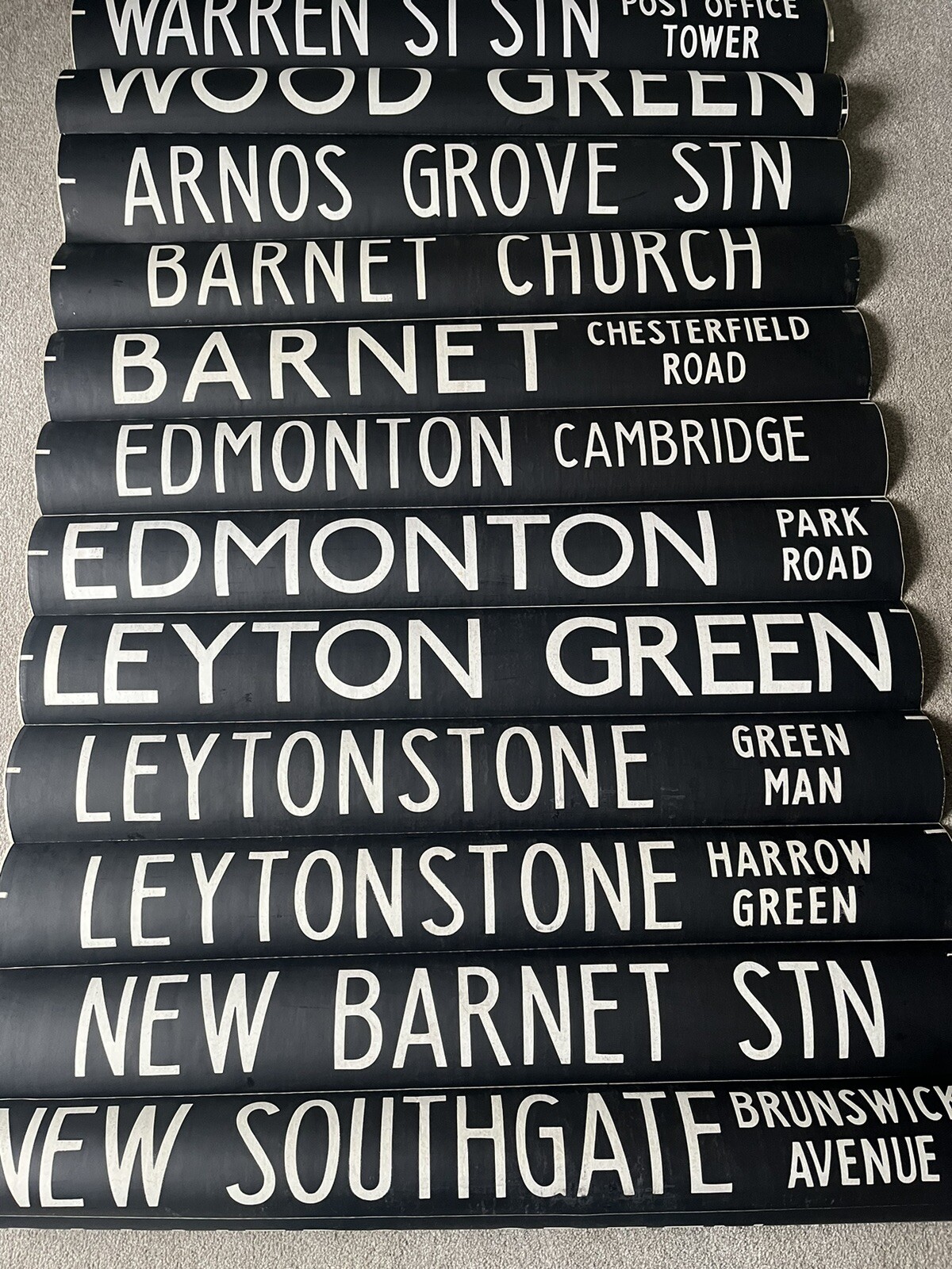 Vintage 1976 London Transport Bus blind Destination Leytonstone