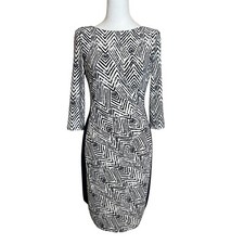 Lauren Ralph Lauren Navy Chevron Colorblock Ruched Dress Career Size 4 Event